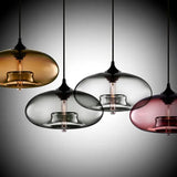 Suspension En Verre Teinté Ovale