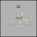 Suspension LED design à tubes entrecroisés, métal noir et or ou doré